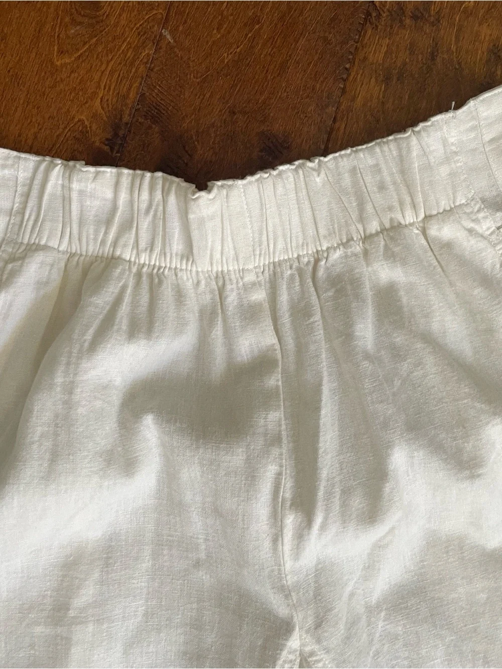 Free People Cream Wide-Leg Linen Blend Pants